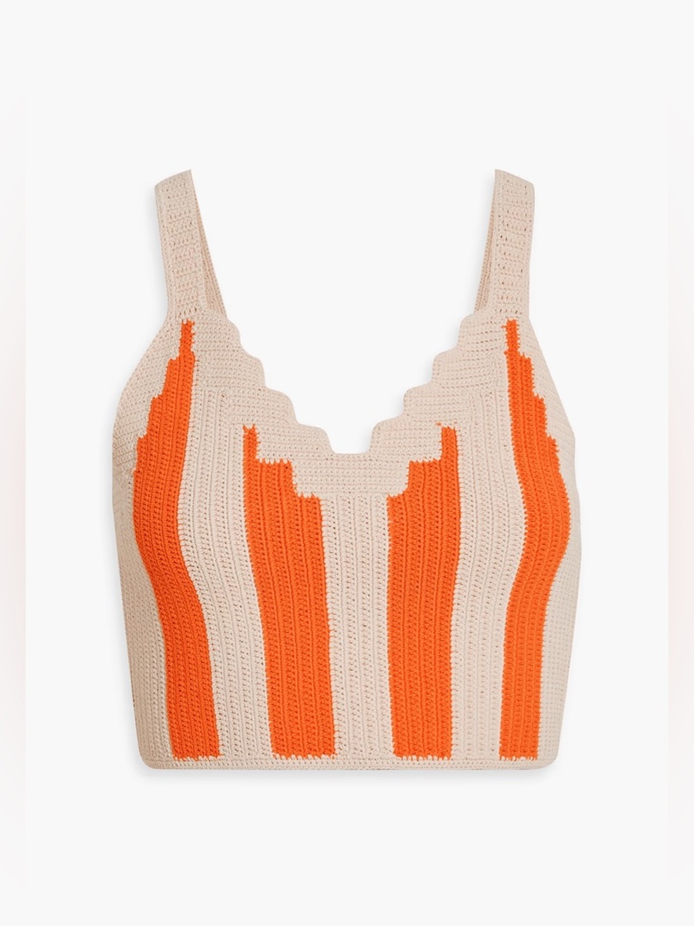 SANDRO Cropped striped crochet top
Orange Beige Original Price $220